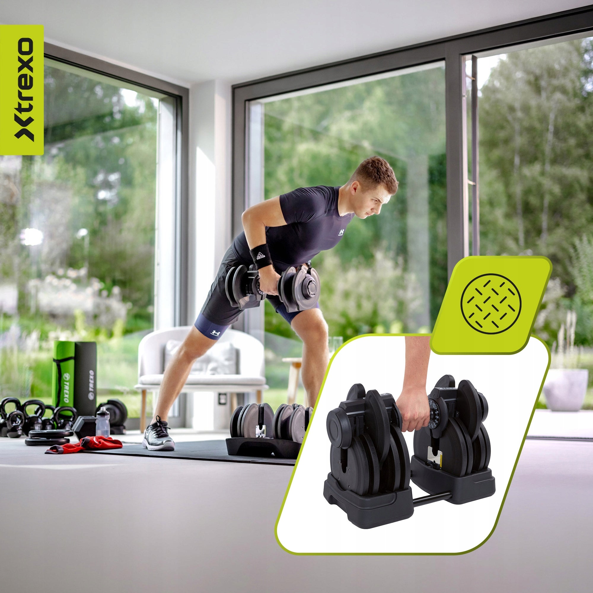 Dumbbell/barbell 2in1 XTREXO Steel TRX-ABD40 1-40 kg ADJUSTABLE SET Model TRX-ABD40