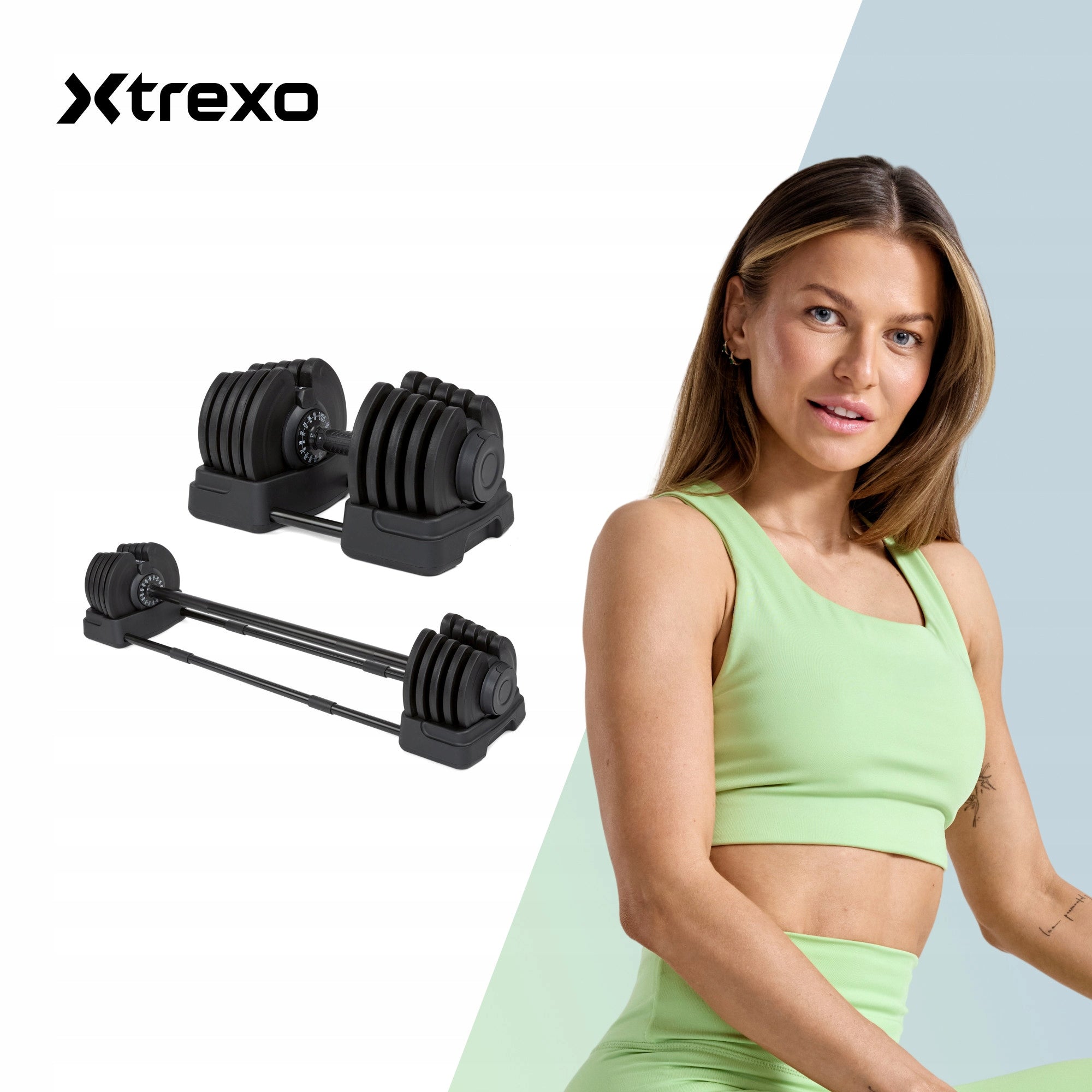 Dumbbell/barbell 2in1 XTREXO Steel TRX-ABD40 1-40 kg ADJUSTABLE SET Packaging status original