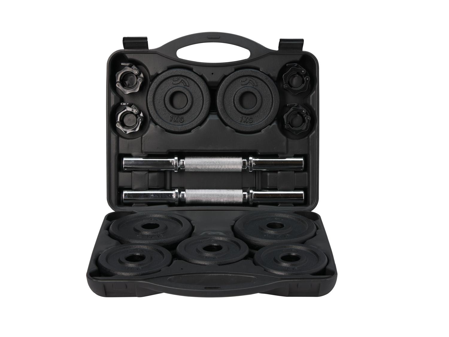 Dumbbell set, 18 elements CRIVIT with cast iron core, knurled handles Brand Crivit