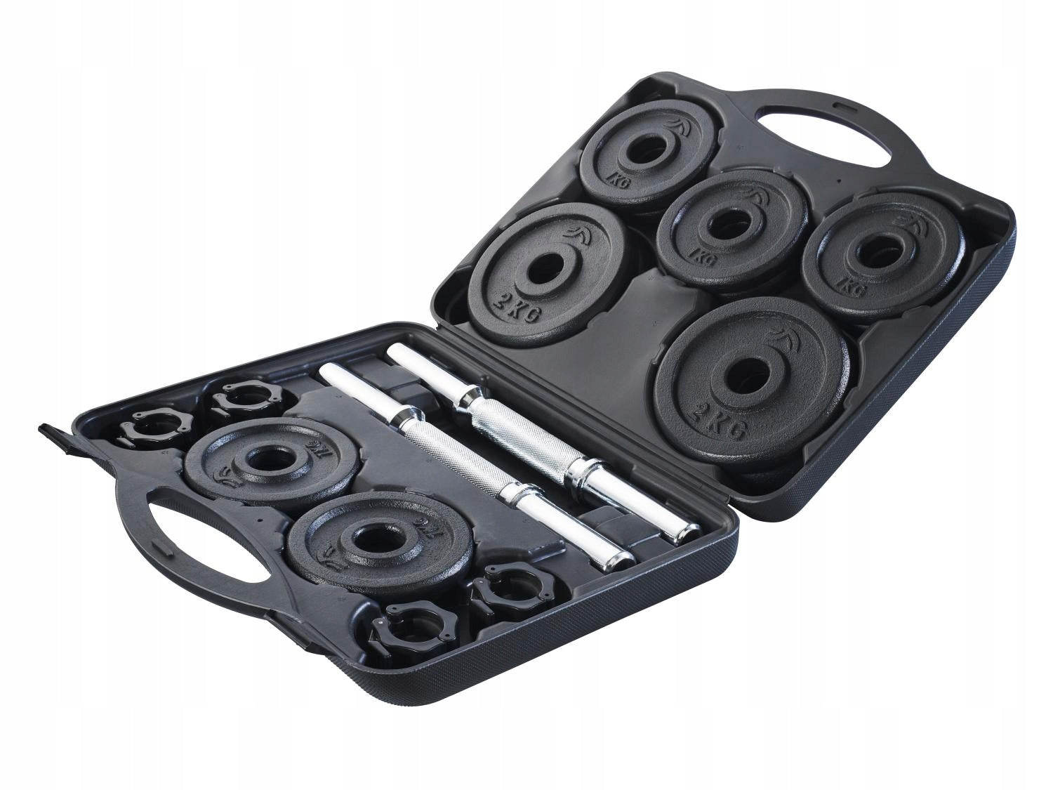 Dumbbell set, 18 elements CRIVIT with cast iron core, knurled handles
