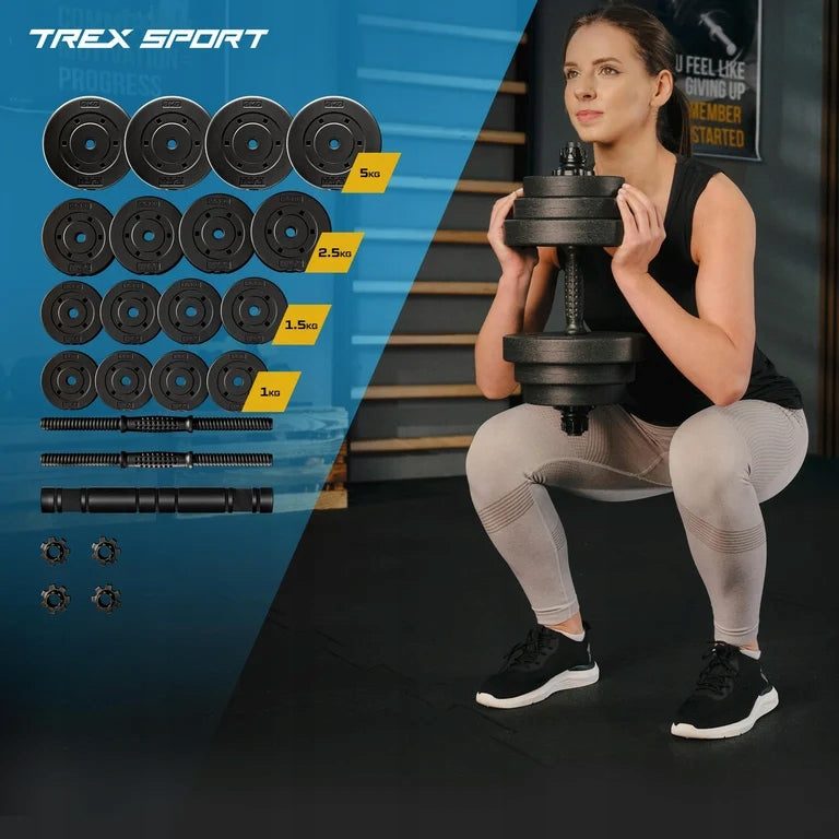 Dumbbells adjustable bitumen barbell 40kg dumbbell set 2x20kg Trex Sport Packaging status original