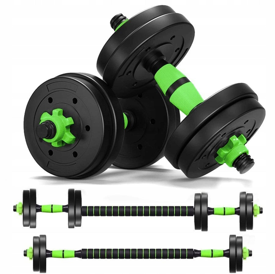 Dumbbells set 2x10 kg with connecting rod for barbell adjustable load