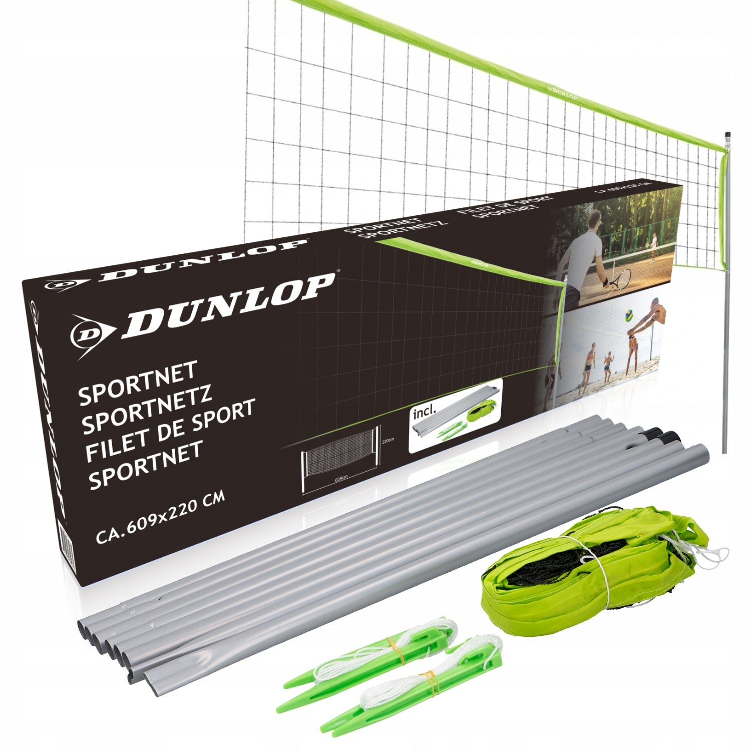 Dunlop folding sports net for badminton volleyball tennis 609x22