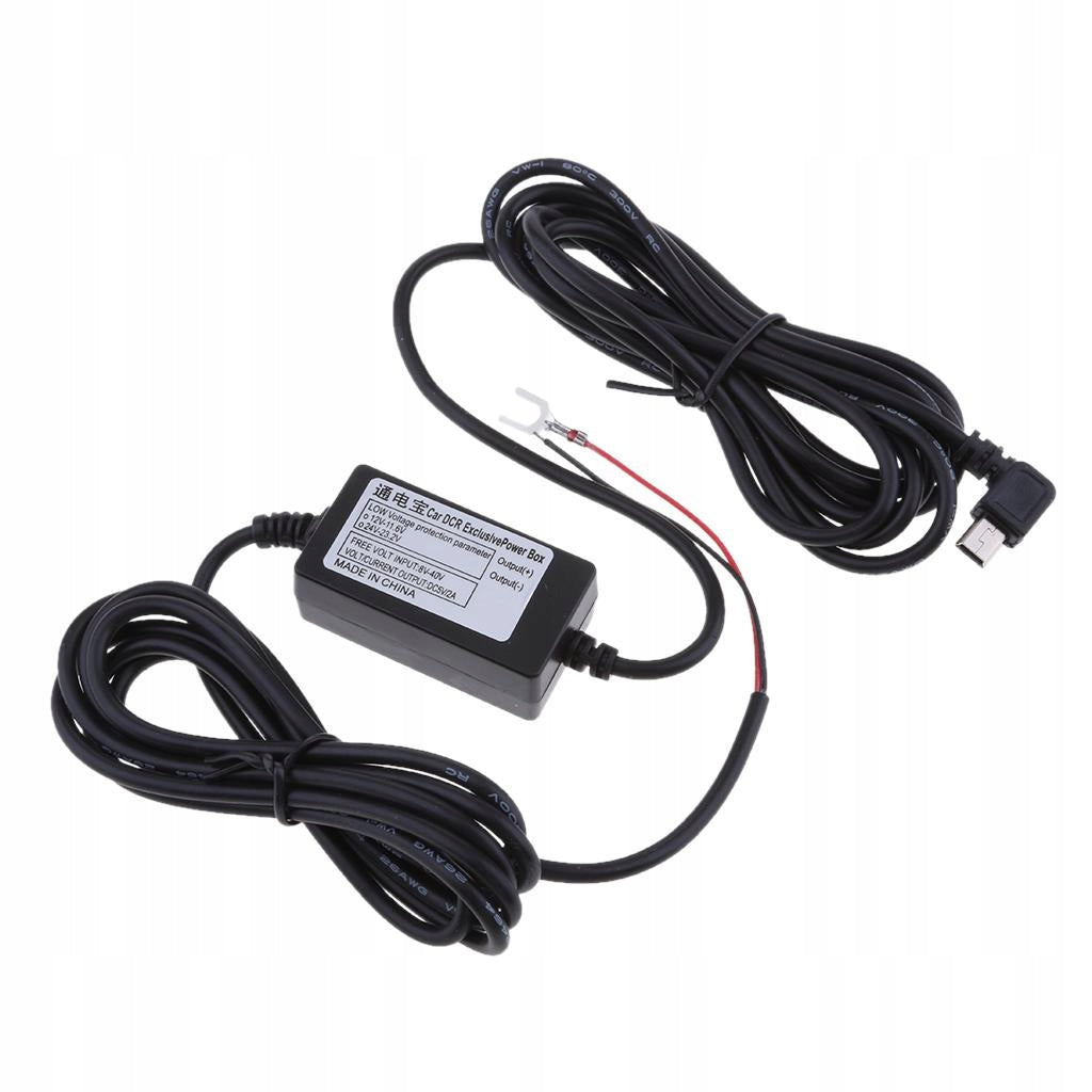 Durable 8/36V to 5V 3A Car Cam Hardwire Kit Mini USB Left Bend Head