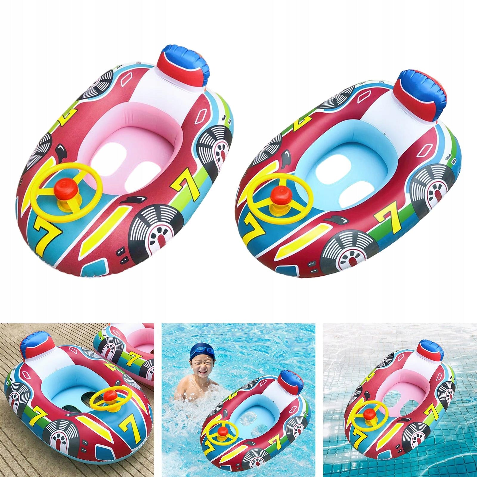 Durable Inflatable Car Shape Baby Swimming Rings Pool Float Seat Type2-Blue Brand no brand