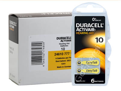 Duracell 10 Hg0 Hearing Aid Batteries x60