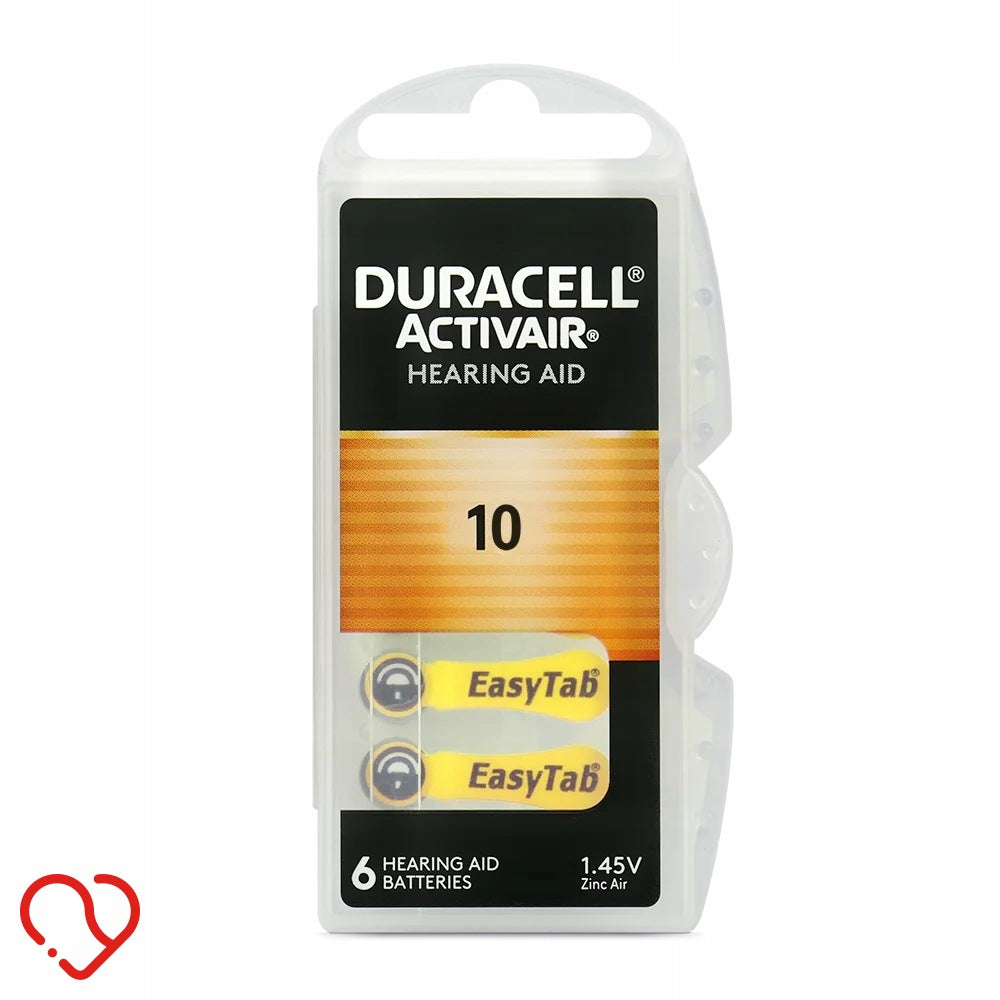 Duracell Activair 10 Hearing Aid Batteries 6 Pack 1,45V