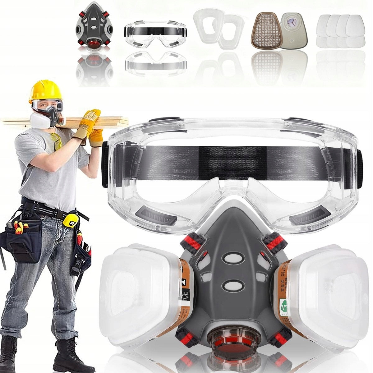 Dust Proof Protective Mask + Filters Refills Half Mask Set Medical device no