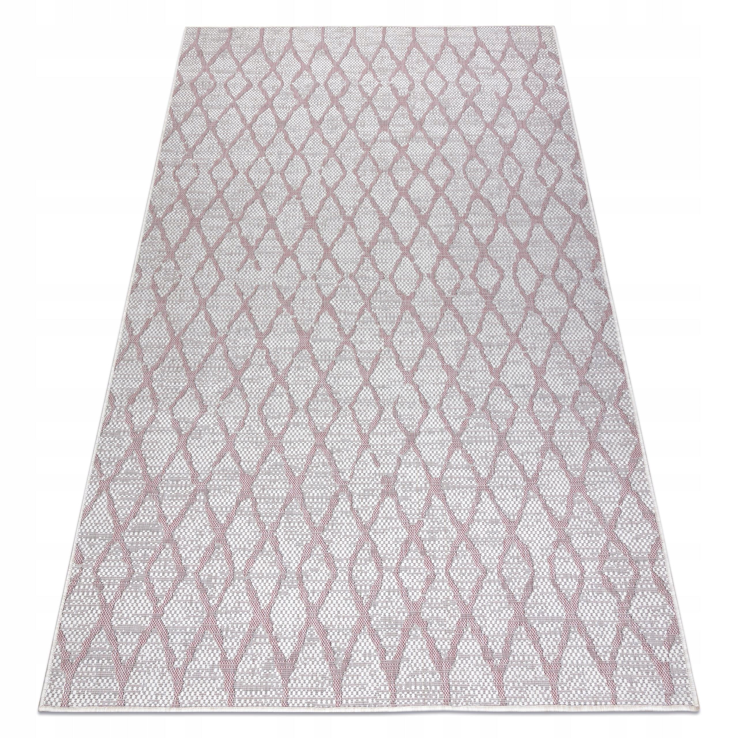 Teppich Sisalschnur SION Lattice 22129 Flachgewebe ecru / pink