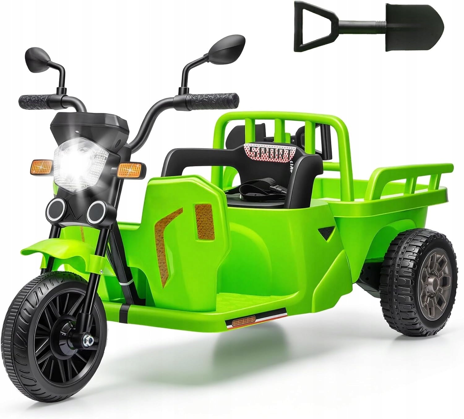 Dziecięcy motocykl elektryczny z przyczepą i łopatą,12V z pilotem 2.4G