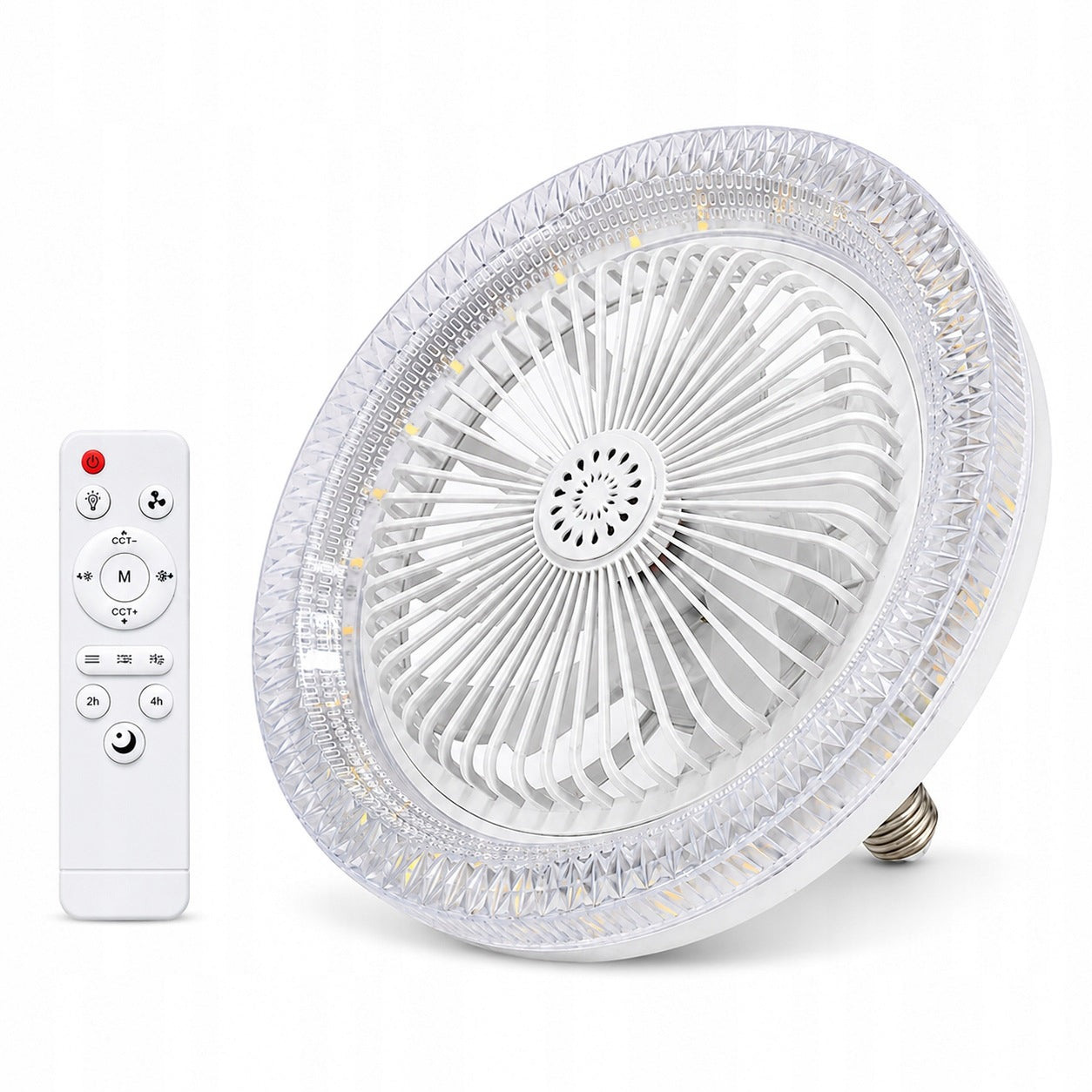 E27 LED Ceiling Fan Light with Remote, 3 Speeds, 3 Colours, Timer
