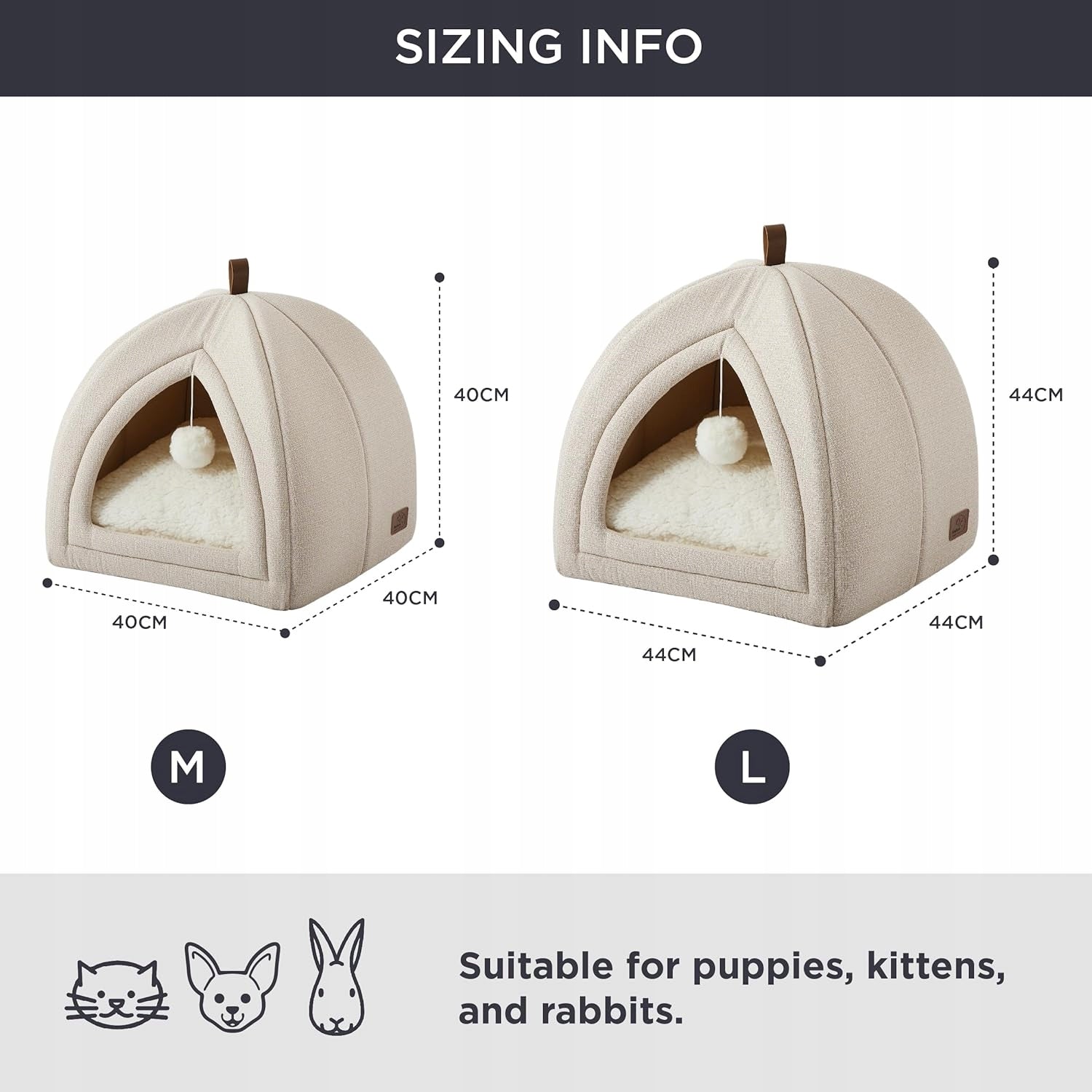E4224 BEDSURE BEIGE CAT HOUSE BED 40 x 40 x 40 cm Brand Bedsure