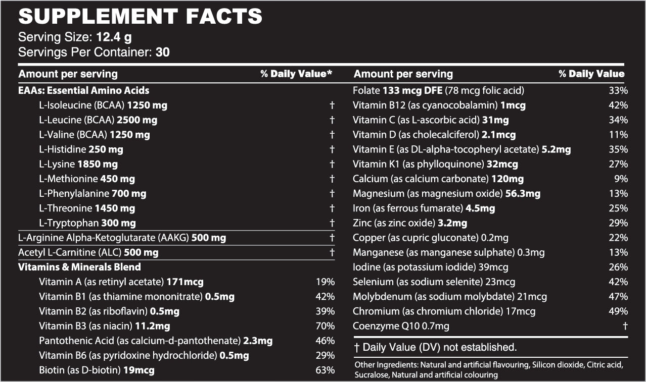 EAA Force MLO Amino Acids L-Carnitine Vitamins Minerals Mango-Marakuja 372g Brand MLO