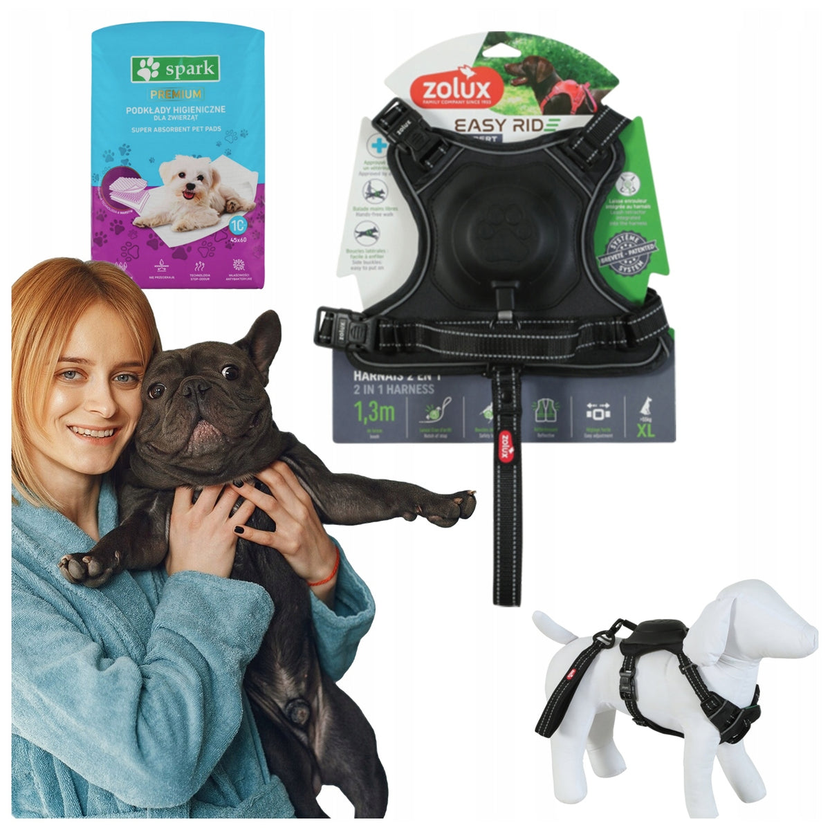 EASYRIDE HARNESS FOR DOG ROS. XL INTEGRATED LEASH SYSTEM BLACK + FREEBIE