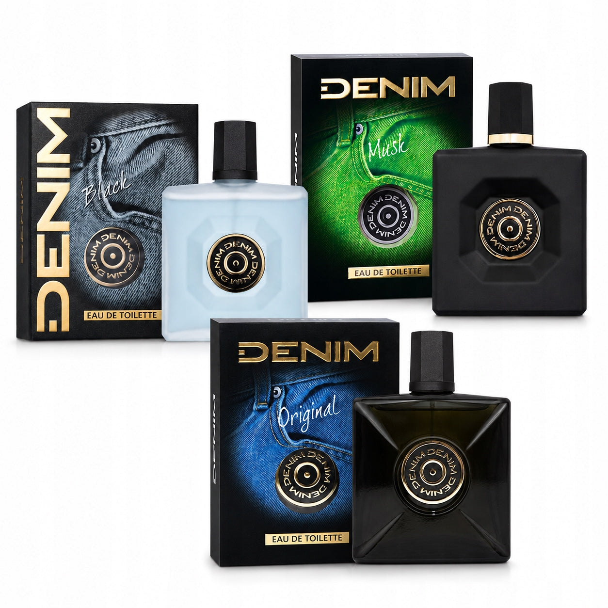 EAU DE TOILETTE SET FOR MEN Denim elegant fragrance 3x 100 ml