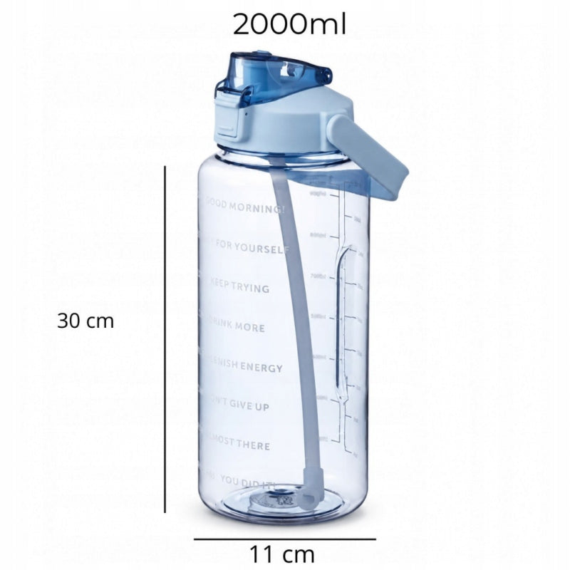 ECARLA water bottle sports water bottle with measuring cup large 2L Blue BD63 Volume 2000 ml