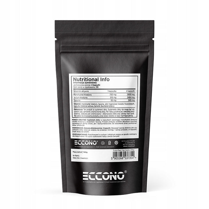 ECCONO CREATINE 200CAP MONOHYDRATE CREATINE TAURINE Packaging status original