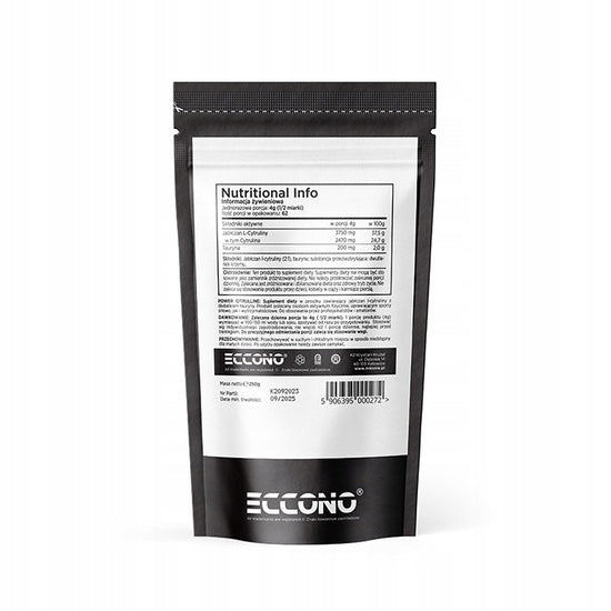 ECCONO POWER CITRULLINE MALATE 250G CITRULLINE MALATE NO BOOSTER PUMP Expiration date at least six months from the date of purchase