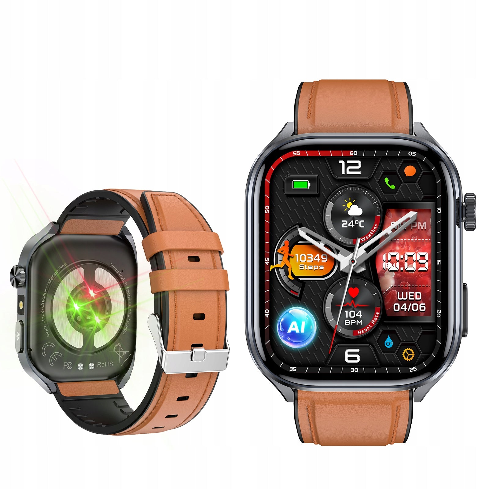 ECG Smartwatch for Senior, Heart Rate Monitor, Talk BMI HRV EKG SpO2 Packaging status original