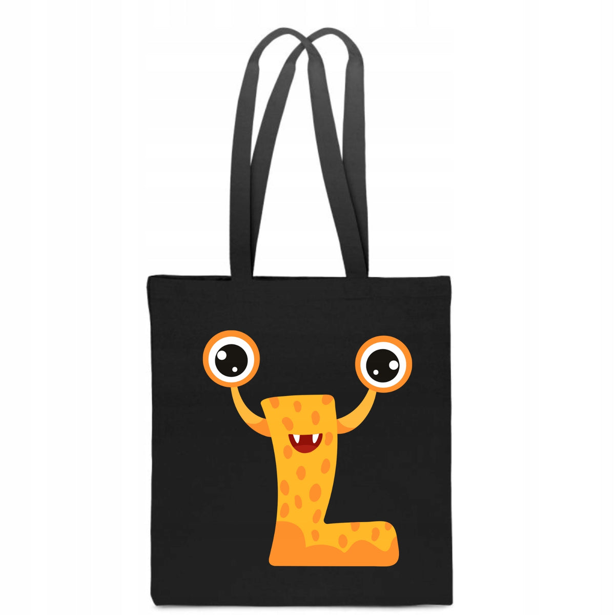 ECO BAG Black children's cotton with LETTER L baby name monster TT_506