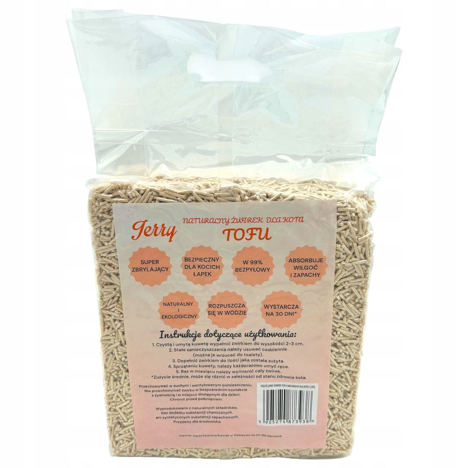 ECO-FRIENDLY Clumping Cat Litter NATURAL, Unscented EFFICIENT Brand Aquos
