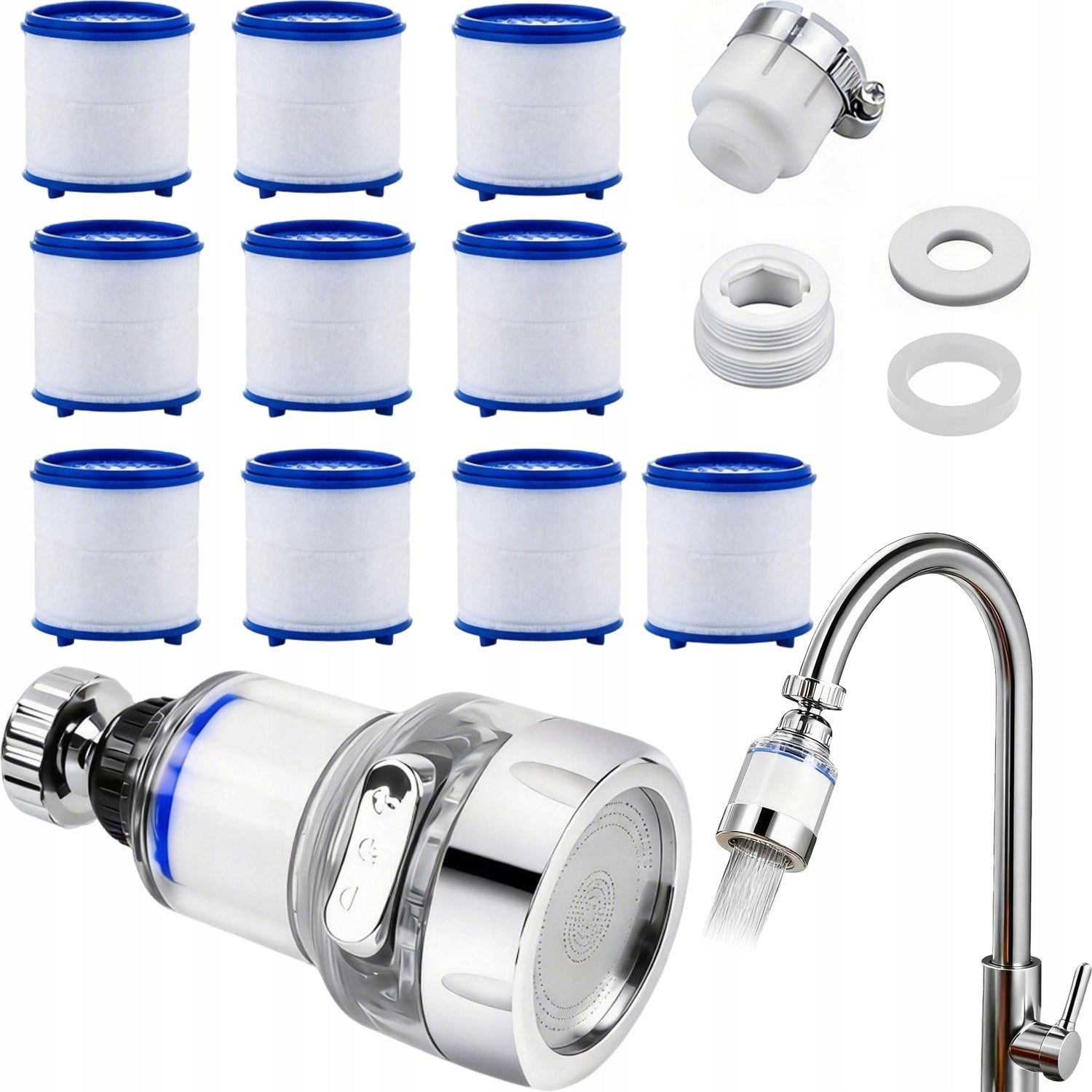 ECO-FRIENDLY FAUCET WATER FILTER WITH TAP AERATOR FILTER + 10 Filters