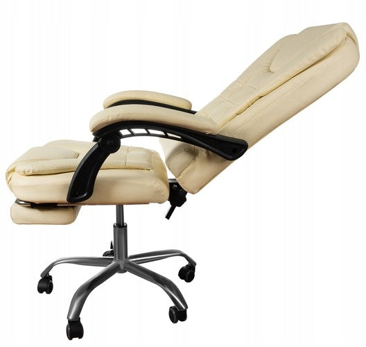 ECOLEATHER SWIVEL OFFICE CHAIR WITH FOOTREST CREAM Brand Artnico