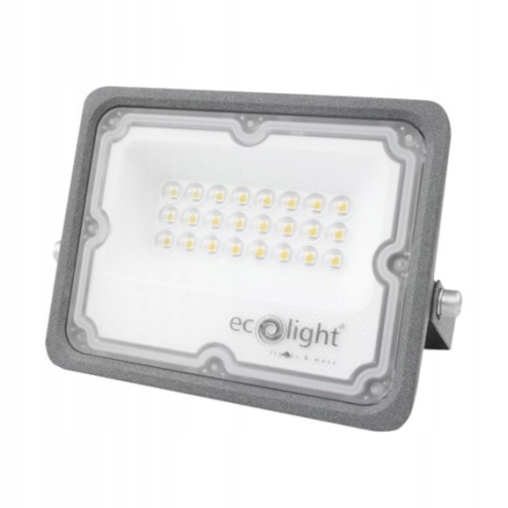 ECOLIGHT LED FLOODLIGHT 20W 2000LM 4000K IP65 GREY OUTDOOR GARDEN