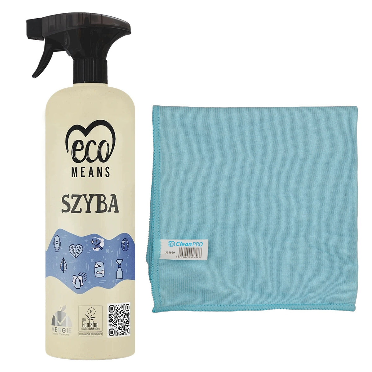 ECOMEANS Window Cleaner 950ml+ Mirror Cleaner 40x40cm