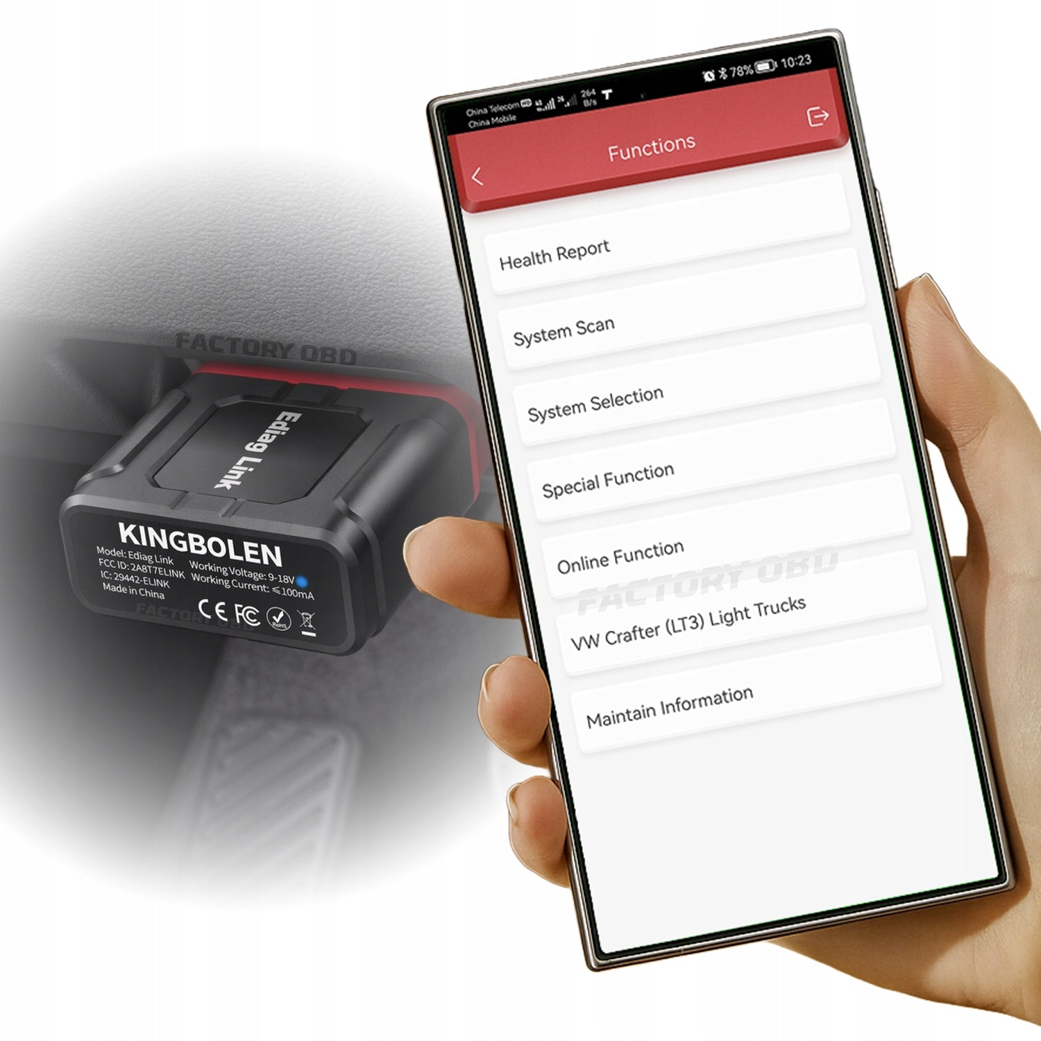 EDIAG LINK KINGBOLEN OBD2 DIAGNOSTIC TESTER CAN-FD + Active Test Manufacturer code EDIAG LINK CAN-FD ELITE