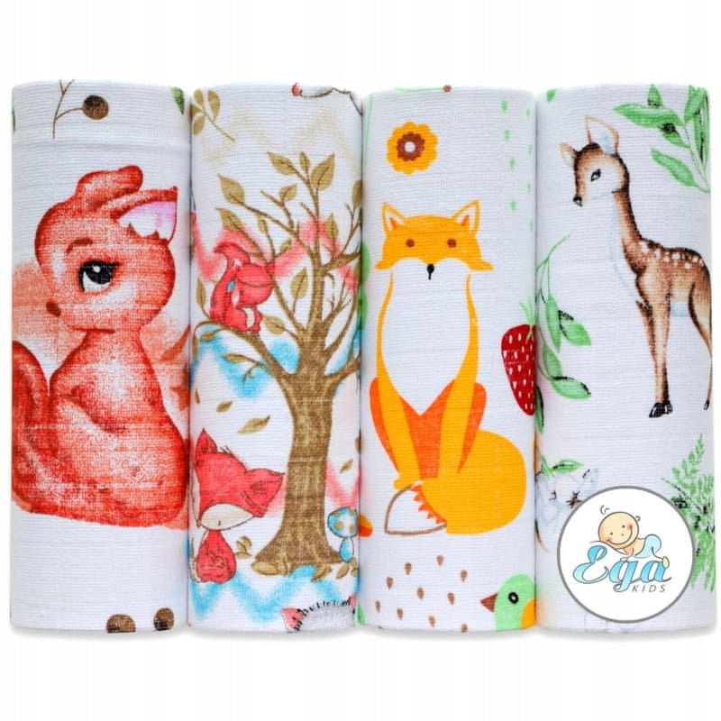 EGA KIDS SET OF PATTERNED TETRA DIAPERS 4 PCS. 70X80 CM
