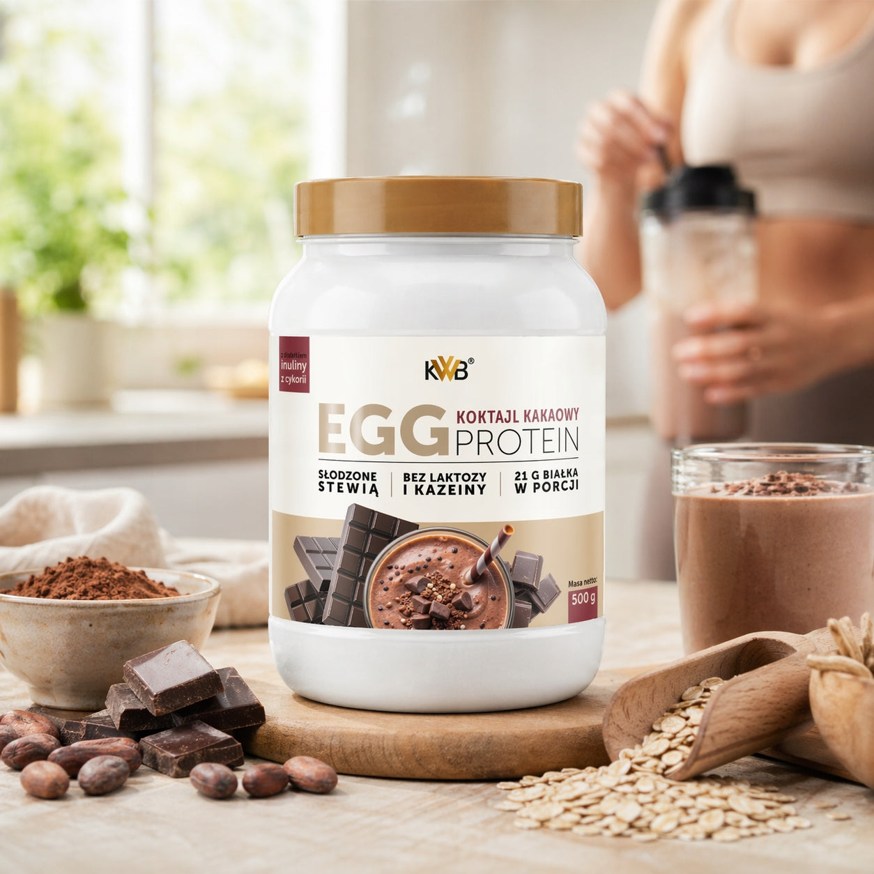 EGG Protein KWB EGG PROTEIN 500g with Cocoa Flavour Sweetened with Stevia Expiration date at least 1 year from the date of purchase