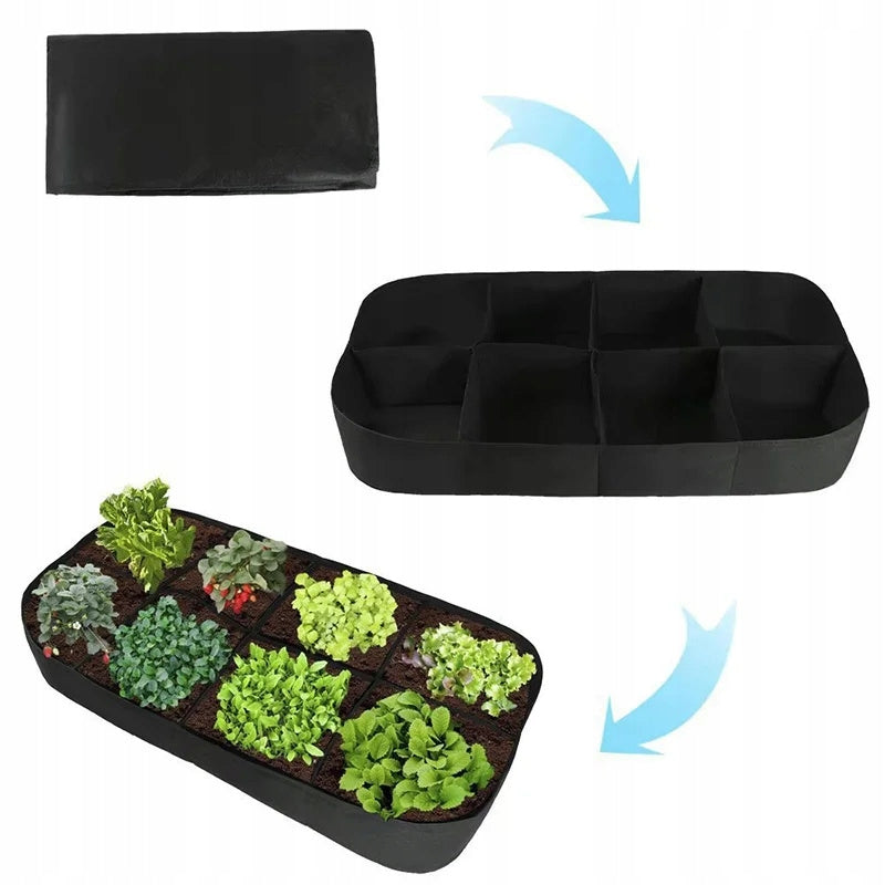 EIGHT-CHAMBER POT BAG WITH FLISELINE GARDEN POTS FOR VEGETABLES HERBS Color black