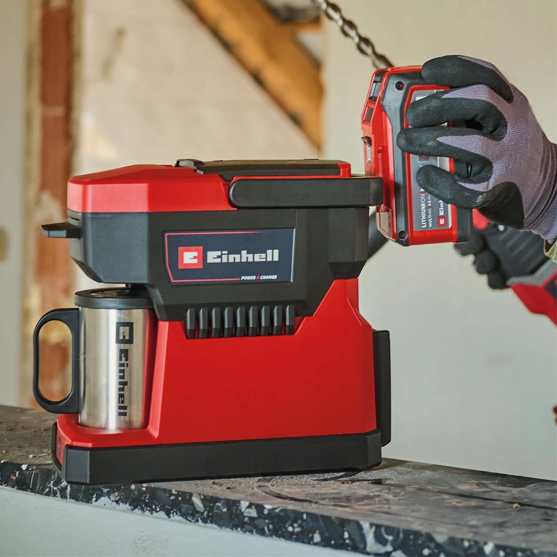 EINHELL COFFEE MAKER 2in1 CORDLESS 18V + TE-CF 18 Li-Solo CUP Brand Einhell