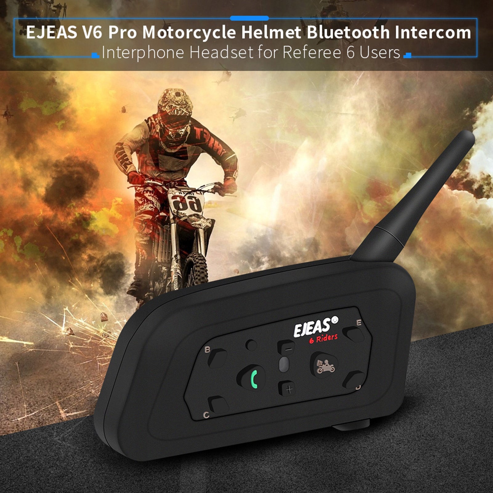 EJEAS V6 PRO 1200M MOTORCYCLE HELMET 2 SETS Manufacturer Ejeas
