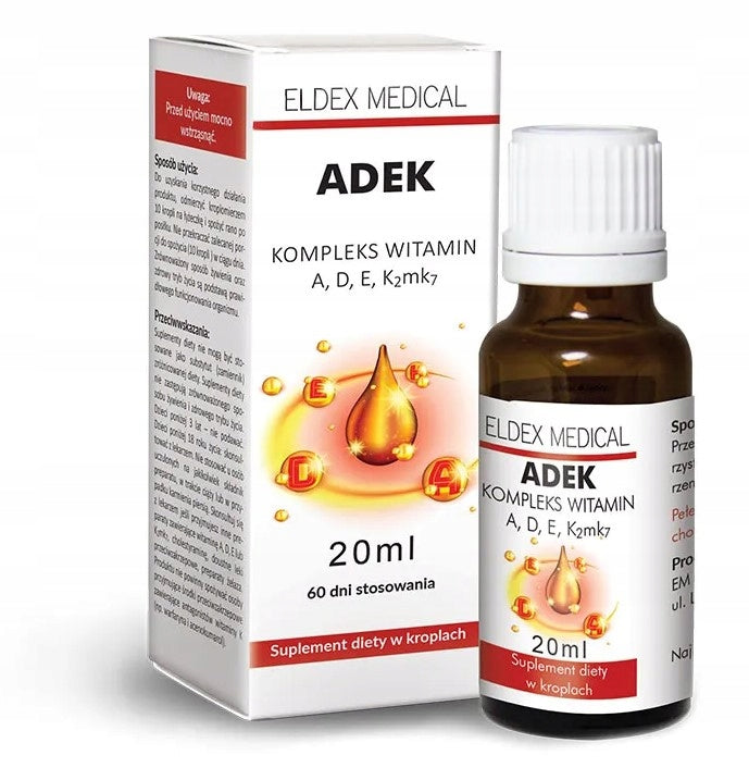 ELDEX MEDICAL ADEK Vitamin complex vitamins A, D, E, K2mk7 drops 20ml x2 Packaging status original