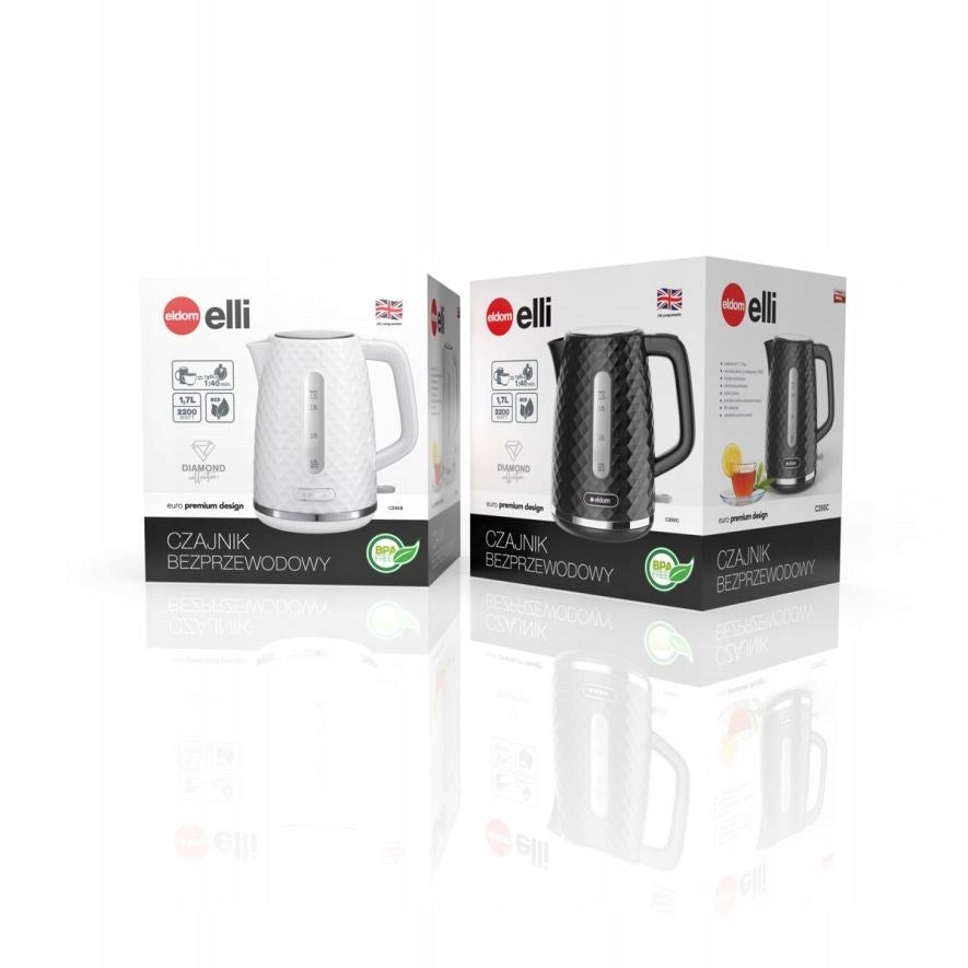 ELDOM KETTLE ELLI,1,7 L,POWER 2200 W,BLACK,STR Manufacturer code C280C