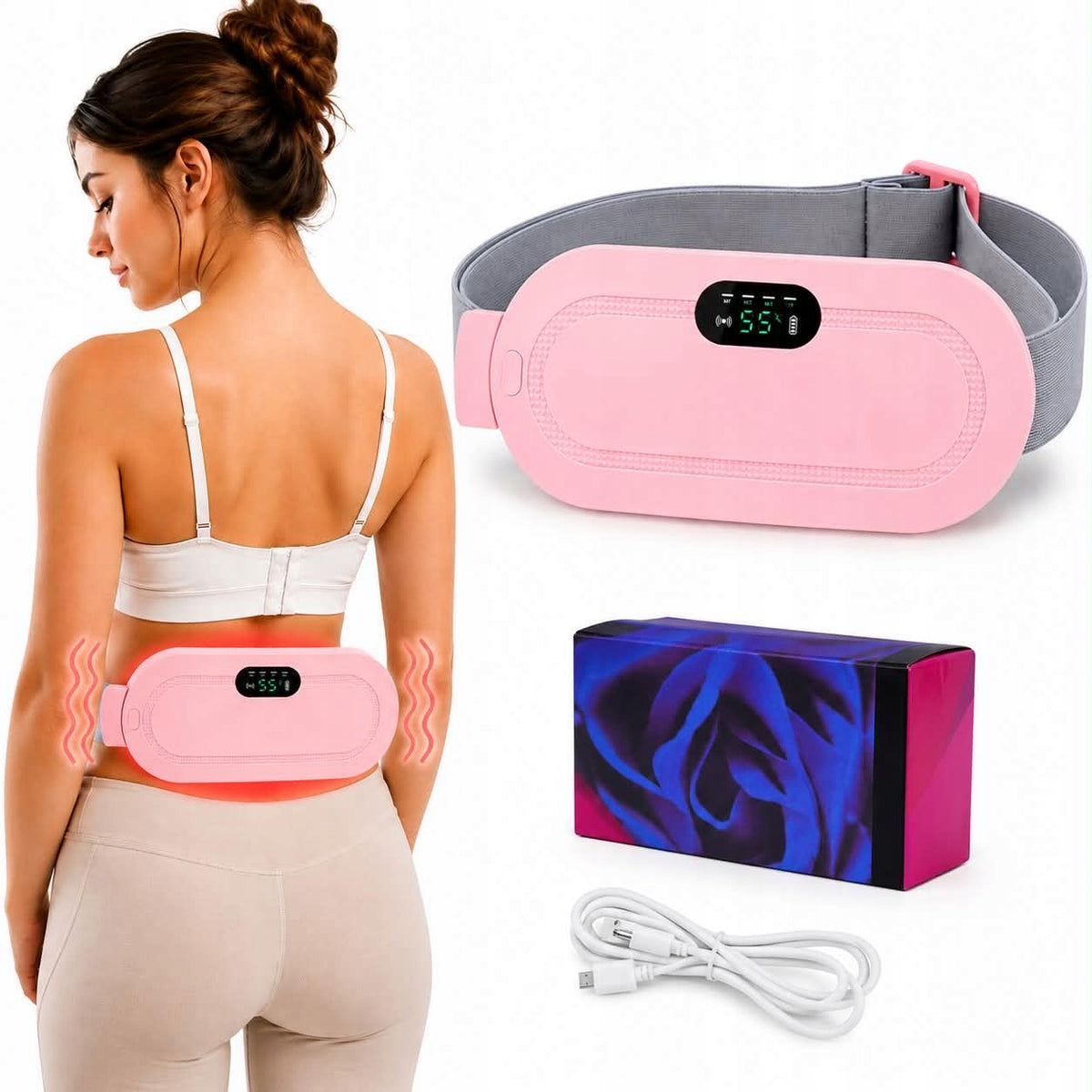 ELECTRIC BACK STRAP LUMBAR BACK VIBRATION MASSAGE USB-C Packaging status original