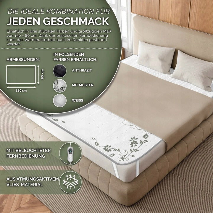 ELECTRIC BACKING HEATING MAT SINNLEIN 150x80 CM 3 LEVELS AUTO-OFF R18 Medical device no
