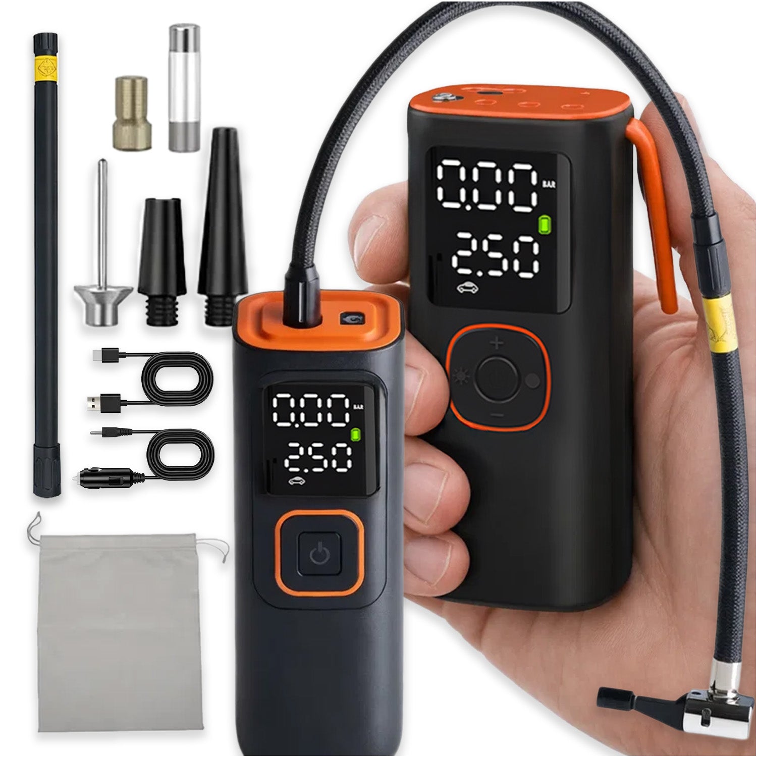 ELECTRIC BICYCLE PUMP BATTERY COMPRESSOR FOR CAR BIKE 90W Manufacturer code POMPKA ELEKTRYCZNA DO ROWERU 6000mAh MEMFLOW
