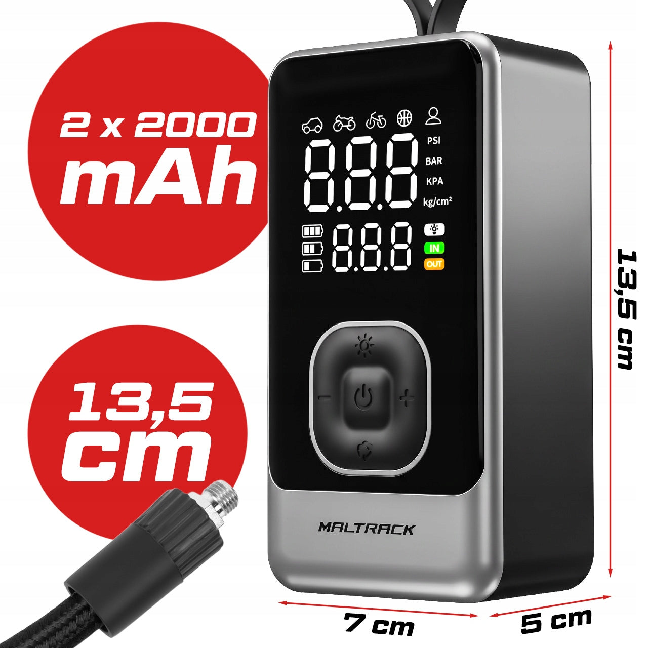 ELECTRIC BICYCLE PUMP BATTERY COMPRESSOR POWERBANK 4000 mAh Manufacturer code 114796
