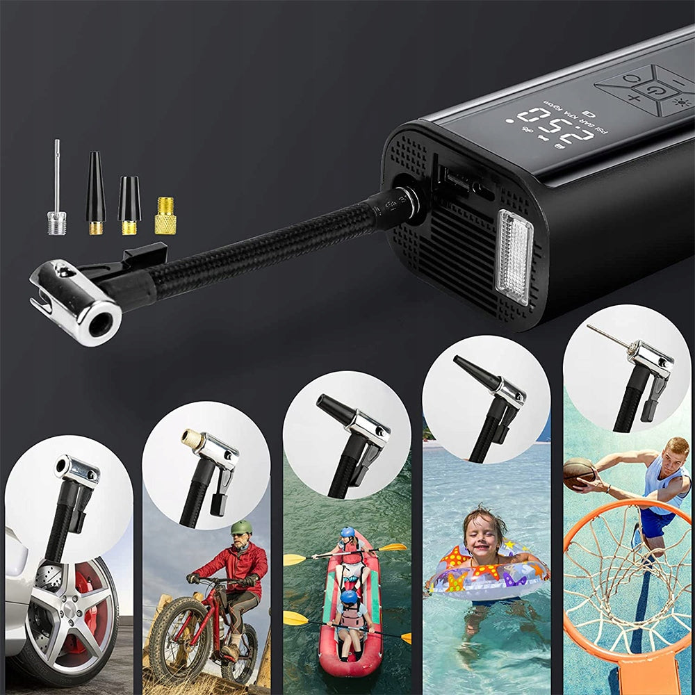 ELECTRIC BICYCLE PUMP FOR CAR BIKE COMPRESSOR POWERFUL 6000mAh Color black