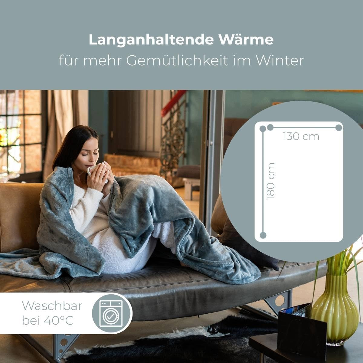 ELECTRIC BLANKET 130X180 CM WITH TIMER 1-9H, 10 DEGREES, WASHING 40°C Medical device yes