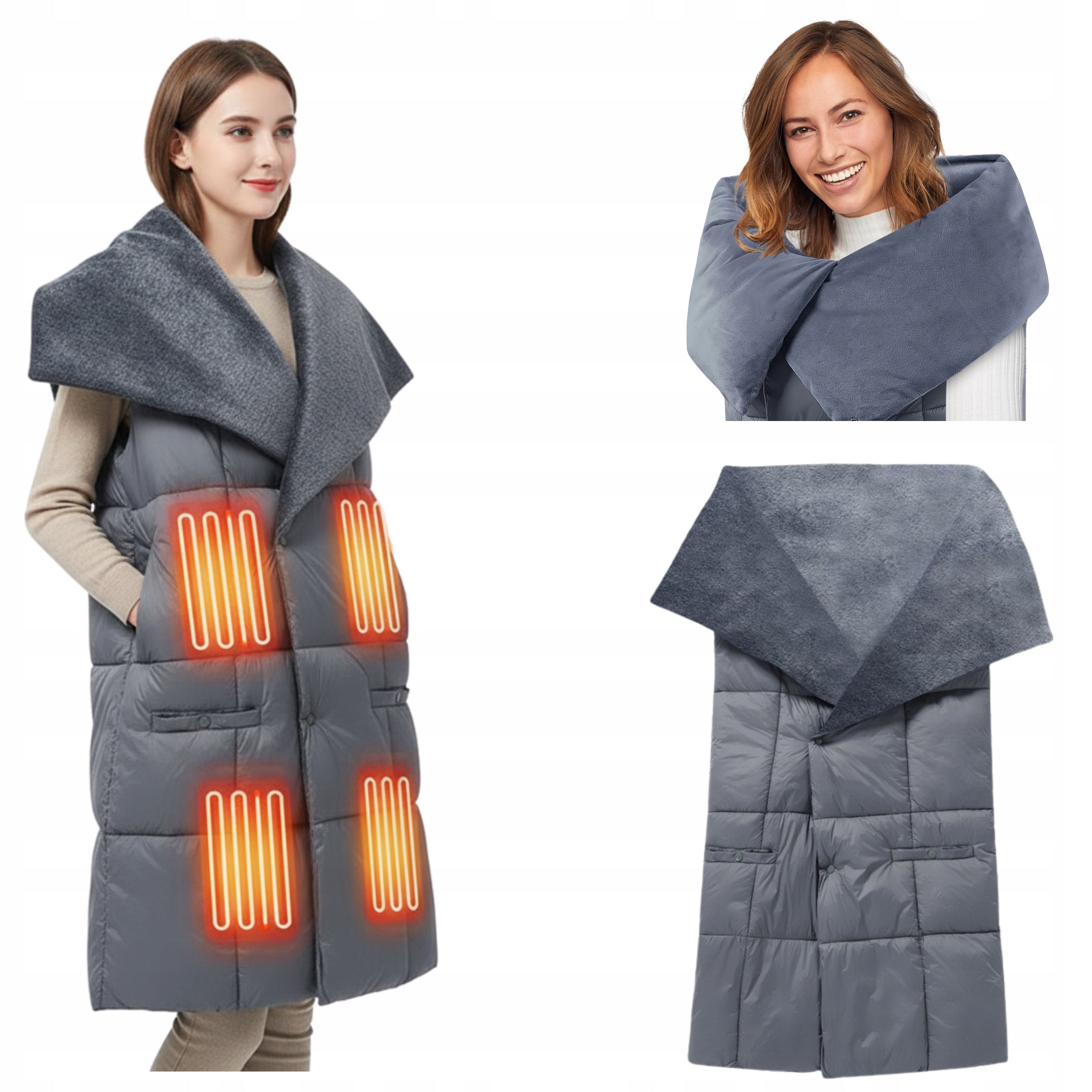ELECTRIC BLANKET 130x120 cm 2in1 Heated Poncho Vest Heated Medical device no