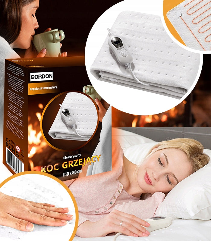 ELECTRIC BLANKET 150x80 HEATING SOFT HEATING MAT WITH REMOTE CONTROL TIMER WHITE