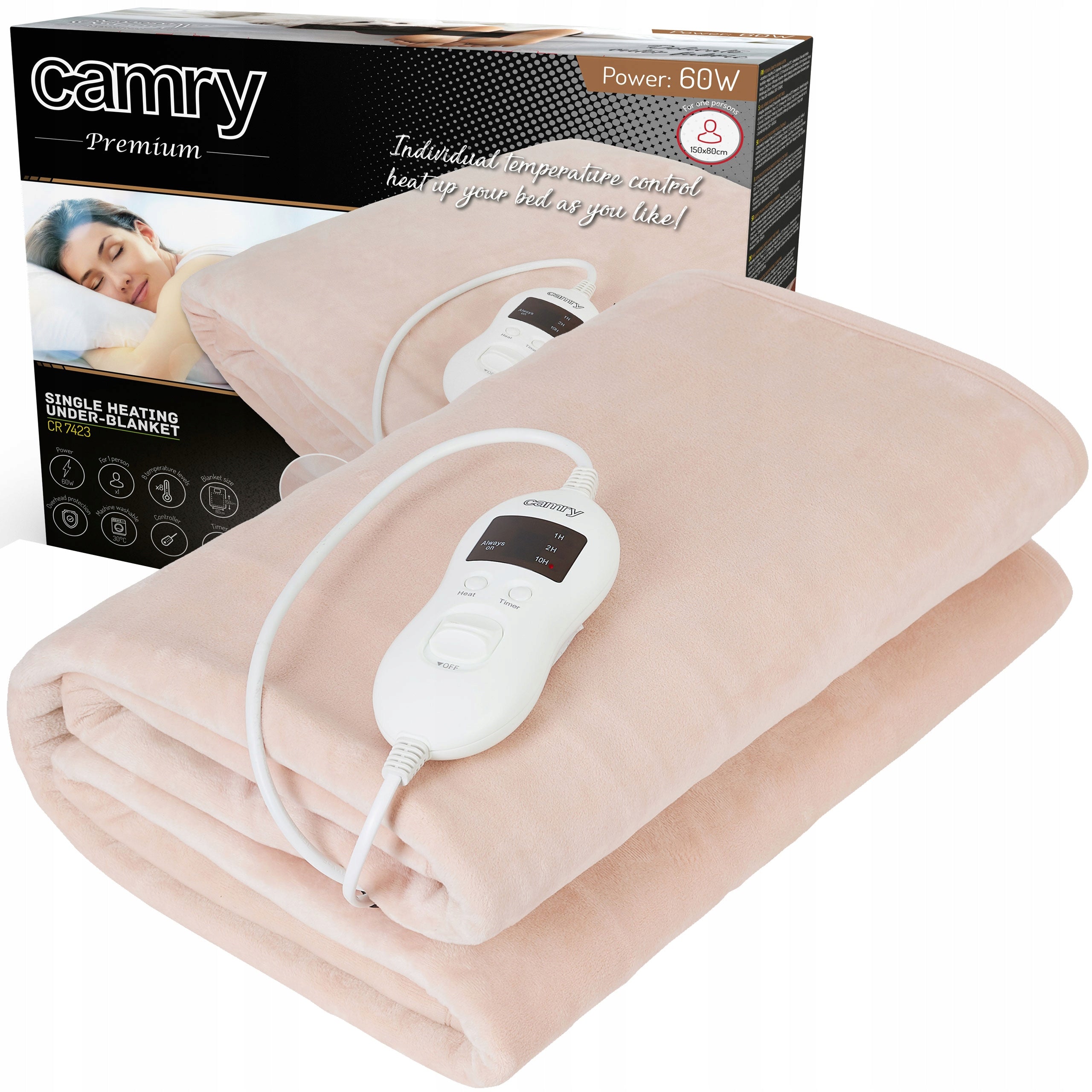 ELECTRIC BLANKET HEATING MAT 150x80cm FLEECE