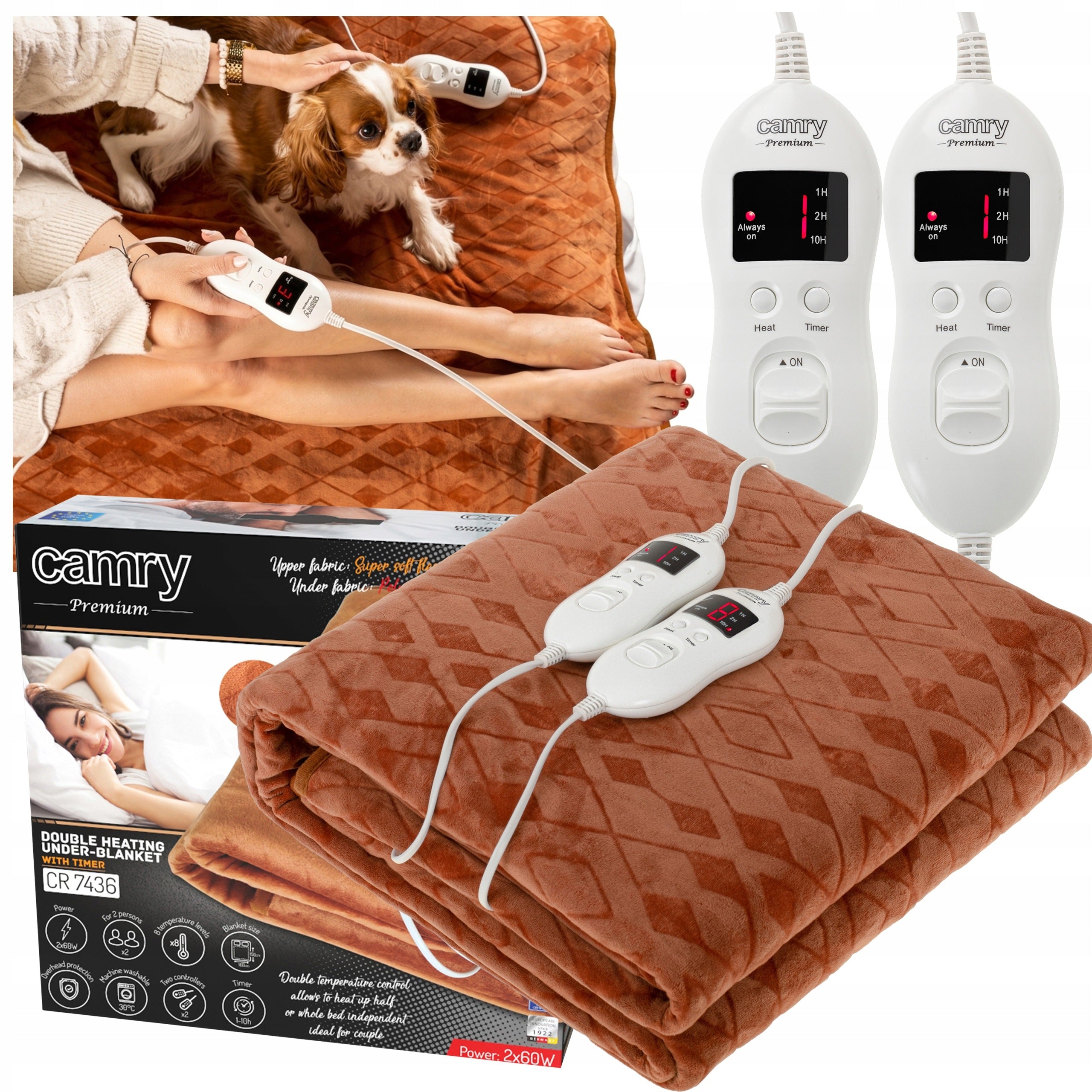 ELECTRIC BLANKET HEATING MAT 160x150cm SOFT DOUBLE TIMER PILOT x2