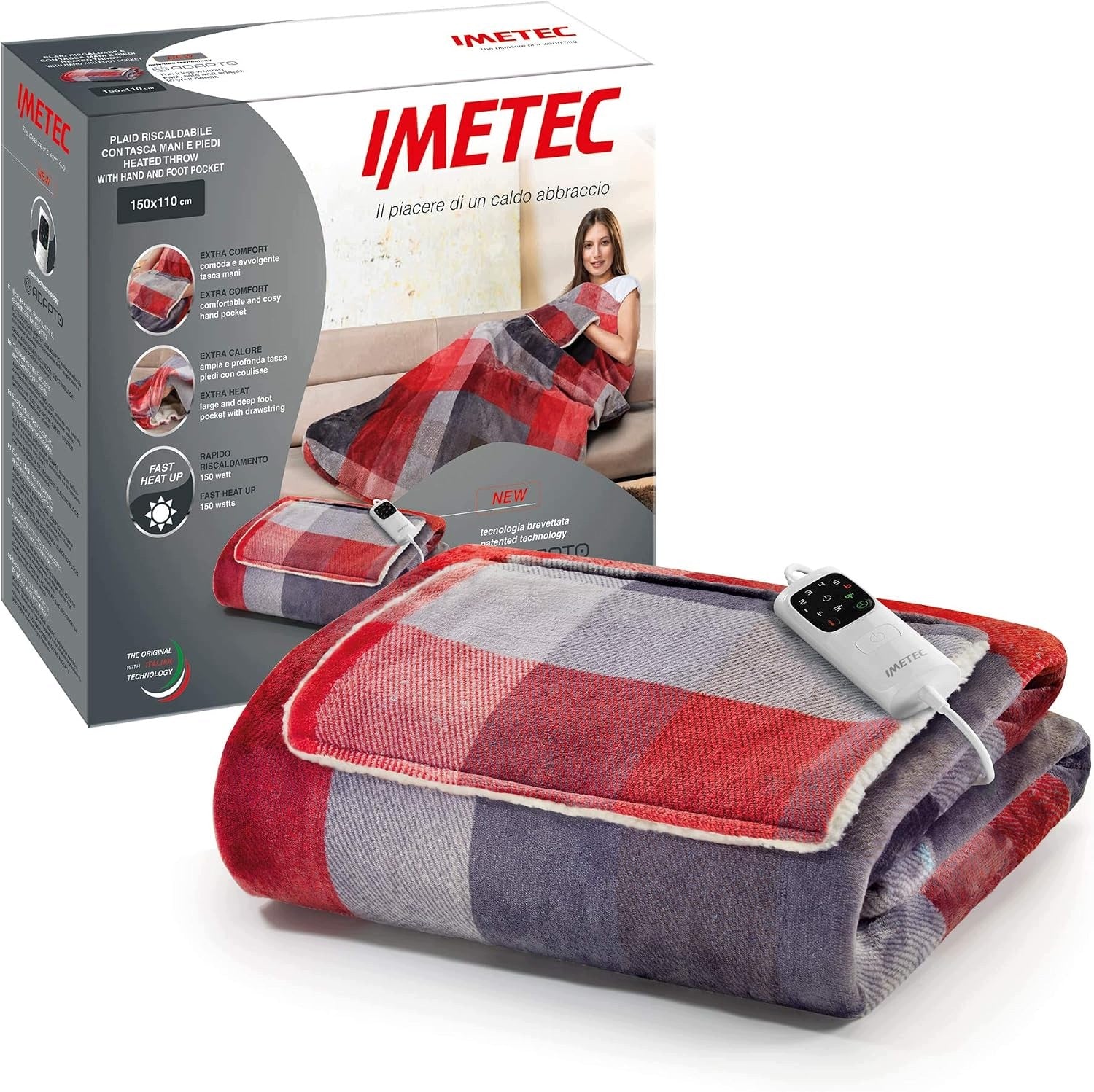ELECTRIC BLANKET IMETEC ADAPTO VELVET 150X110 CM, 6 TEMPERATURES, LOW