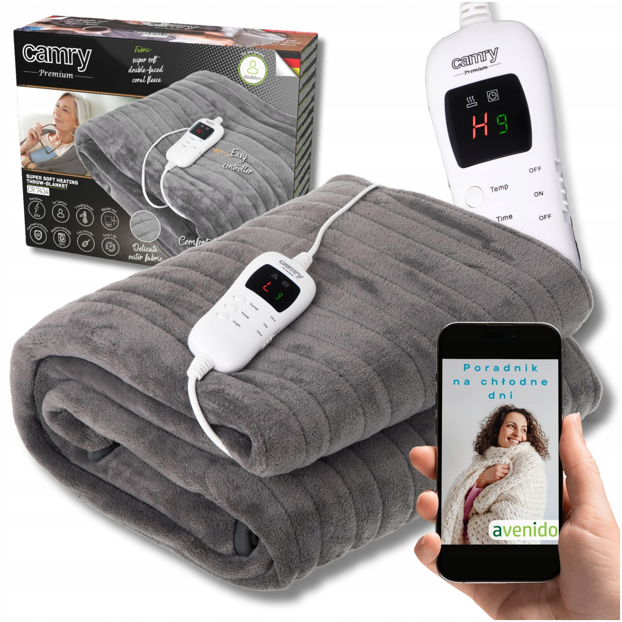 ELECTRIC BLANKET LARGE 160x140cm HEATING MAT Remote Control Timer 10 Levels Heating Packaging status original