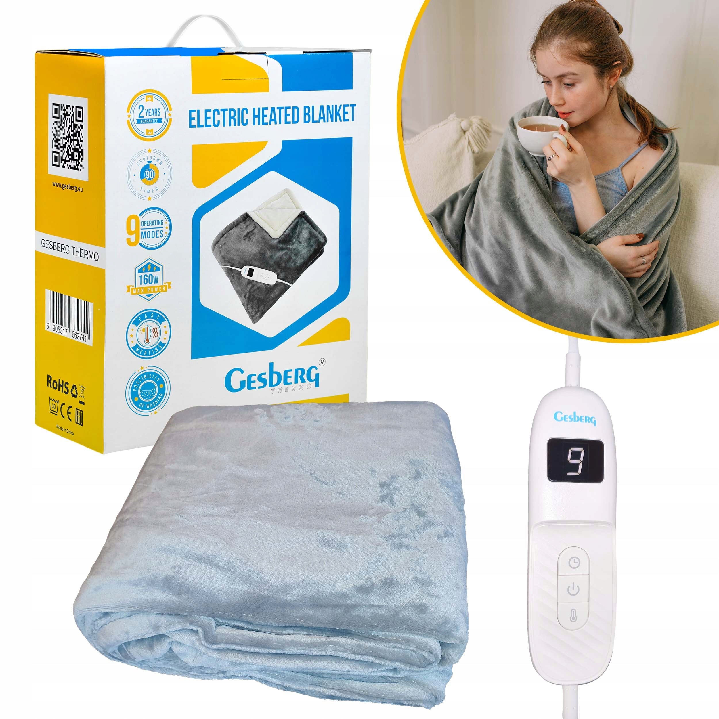 ELECTRIC BLANKET LARGE FLEECE SOFT 180x130 GESBERG